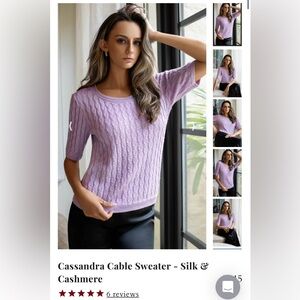 Ravella Lilac Cassandra Cable Sweater - Silk & Cashmere